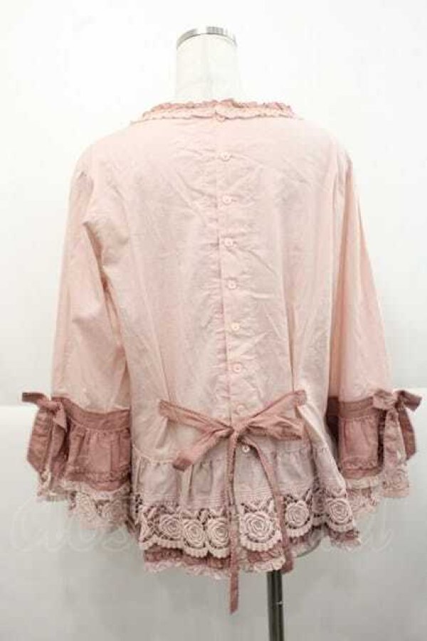 画像2: PINK HOUSE / ローズレース使いブラウス  ピンク I-25-11-27-027-LO-BL-SA-ZI (2)