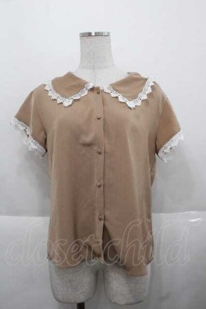 画像: an another angelus / レース使いビッグカラーブラウス  ベージュ I-25-11-27-004-CA-BL-SA-ZI
