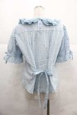 画像2: PINK HOUSE / ギンガムチェックパッチワークフリルブラウス  サックス I-25-12-02-005-LO-BL-SA-ZT210 (2)