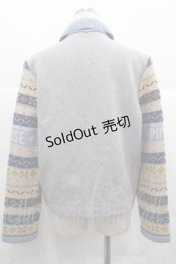 画像2: PINK HOUSE / 袖ボーダーカウチン  サックス I-25-12-02-044-LO-JA-SA-ZI (2)