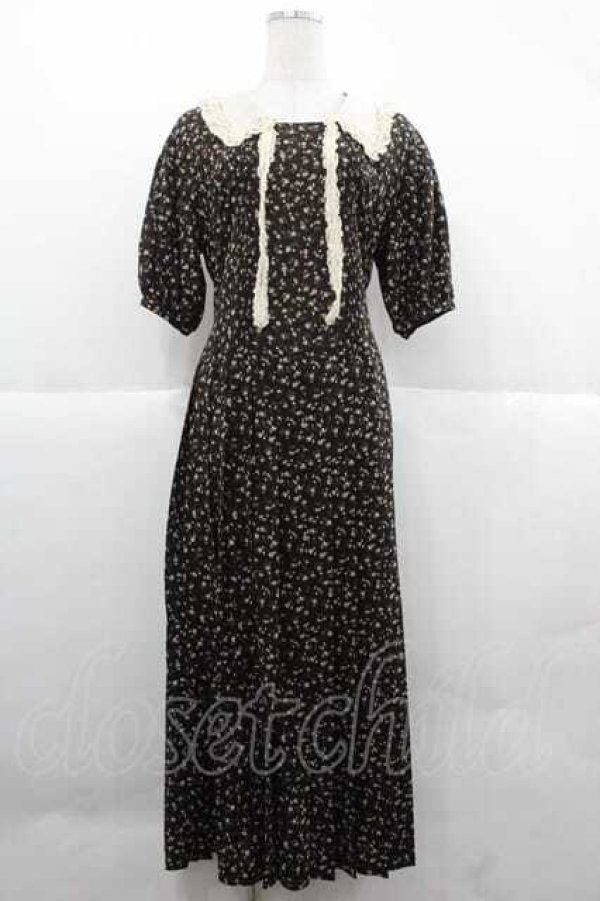 画像1: PINK HOUSE / 小花柄ワンピース  黒Ｘアイボリー I-25-12-02-049-LO-OP-SA-ZI (1)