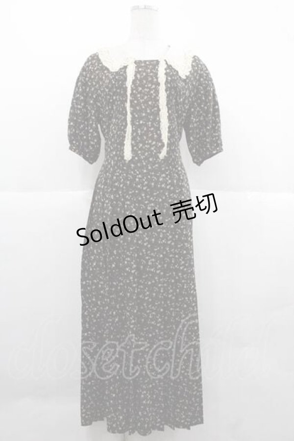 画像1: PINK HOUSE / 小花柄ワンピース  黒Ｘアイボリー I-25-12-02-049-LO-OP-SA-ZI (1)