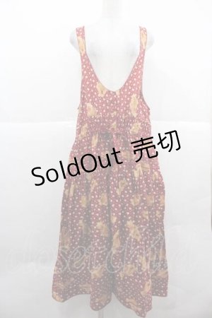 画像: WONDERFUL WORLD / テディベア柄ジャンパースカート  レッド I-25-12-02-053-LO-OP-SA-ZI