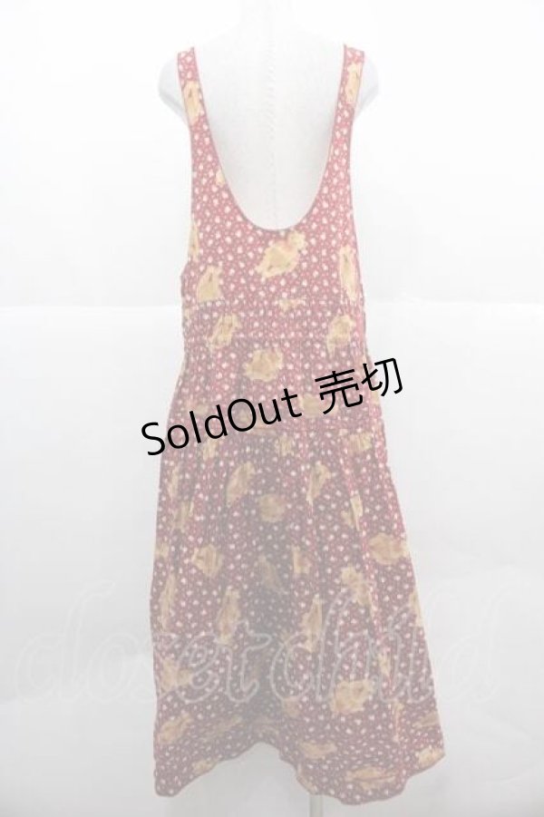 画像2: WONDERFUL WORLD / テディベア柄ジャンパースカート  レッド I-25-12-02-053-LO-OP-SA-ZI (2)