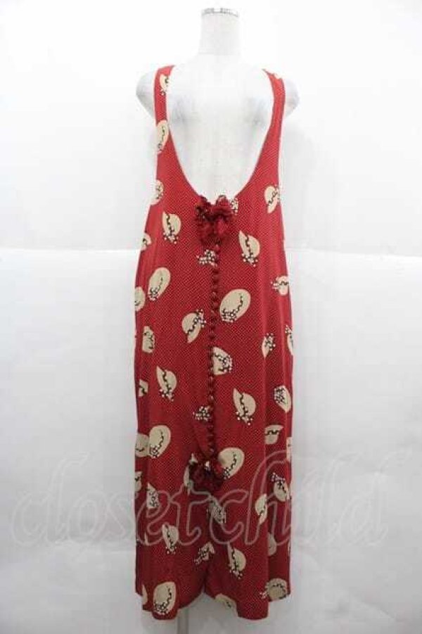 画像1: PINK HOUSE / 帽子柄ジャンパースカート  レッド I-25-12-02-054-LO-OP-SA-ZI (1)