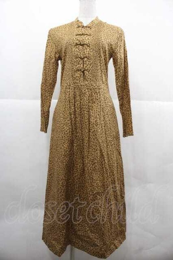 画像1: WONDERFUL WORLD / レオパードチャイナワンピース  ベージュ I-25-12-02-056-LO-OP-SA-ZI (1)