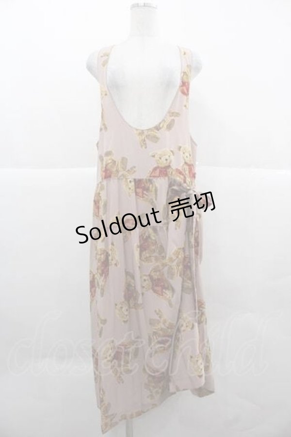 画像1: WONDERFUL WORLD / テディベア柄たくし上げジャンパースカート  ピンク I-25-12-02-059-LO-OP-SA-ZI (1)