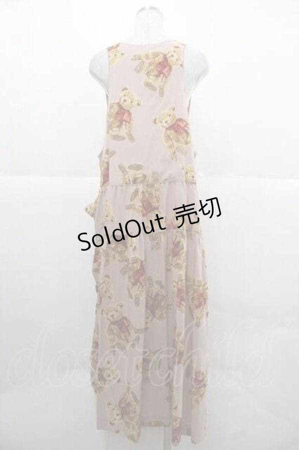 画像2: WONDERFUL WORLD / テディベア柄たくし上げジャンパースカート  ピンク I-25-12-02-059-LO-OP-SA-ZI (2)