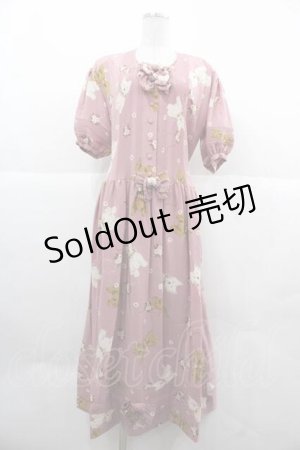 画像: PINK HOUSE / 犬とマーガレット柄半袖ワンピース  ピンク I-25-12-02-060-LO-OP-SA-ZI