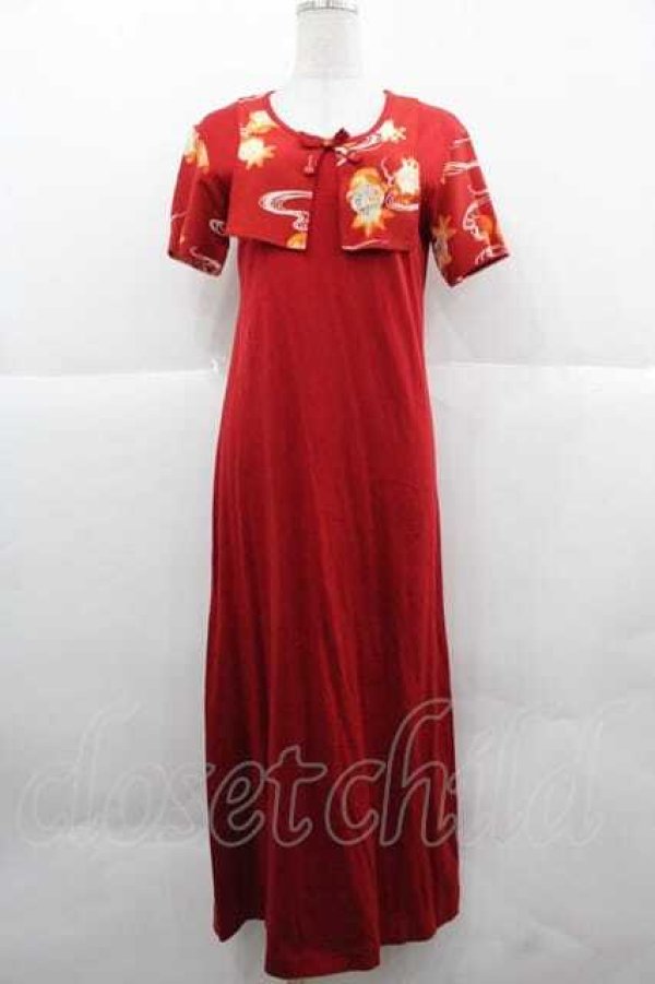 画像1: WONDERFUL WORLD / ちりめん金魚襟カットワンピース  レッド I-25-12-02-061-LO-OP-SA-ZI (1)