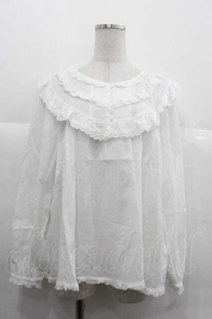 画像: PINK HOUSE / 綿レース使いブラウス  白 I-25-12-02-008-LO-BL-SA-ZI