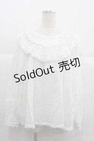 画像: PINK HOUSE / 綿レース使いブラウス  白 I-25-12-02-008-LO-BL-SA-ZI