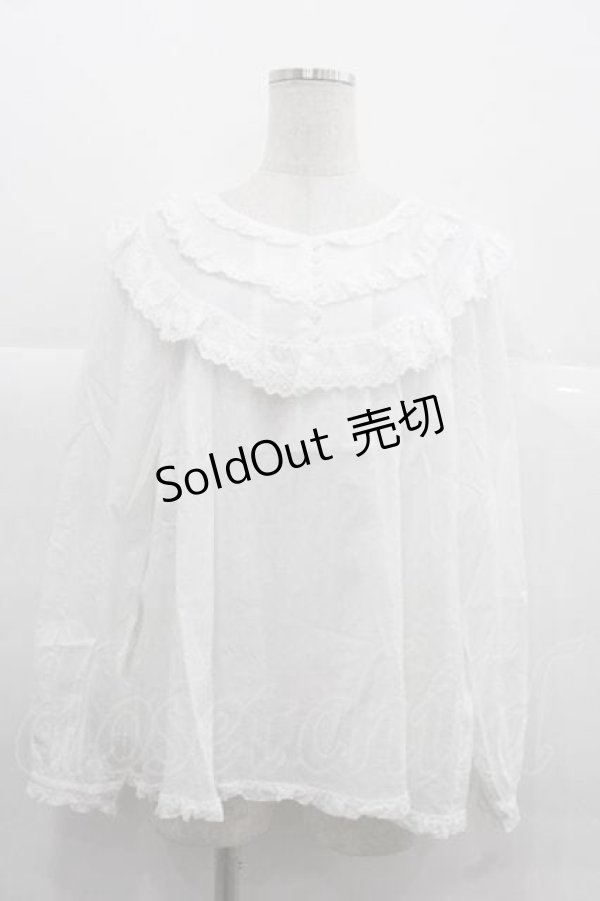 画像1: PINK HOUSE / 綿レース使いブラウス  白 I-25-12-02-008-LO-BL-SA-ZI (1)
