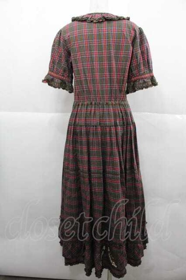 画像2: PINK HOUSE / オジリナルタータンワンピース  カーキ I-25-12-02-064-LO-OP-SA-ZI (2)