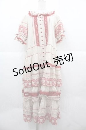 画像: PINK HOUSE / いちごステッチレース使い水玉プリントワンピース  生成りＸ赤 I-25-12-02-066-LO-OP-SA-ZI