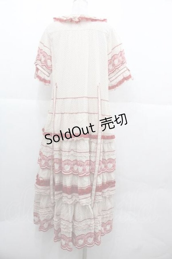 画像2: PINK HOUSE / いちごステッチレース使い水玉プリントワンピース  生成りＸ赤 I-25-12-02-066-LO-OP-SA-ZI (2)