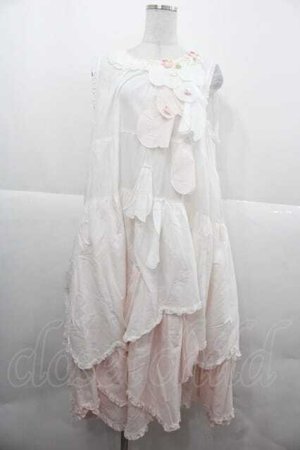 画像: PINK HOUSE / 桜ひらり舞い散るフリルワンピース  白Ｘピンク I-25-12-02-067-LO-OP-SA-ZI