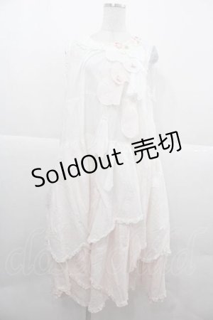 画像: PINK HOUSE / 桜ひらり舞い散るフリルワンピース  白Ｘピンク I-25-12-02-067-LO-OP-SA-ZI