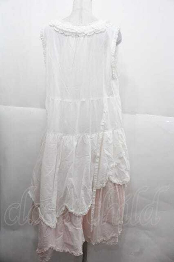 画像2: PINK HOUSE / 桜ひらり舞い散るフリルワンピース  白Ｘピンク I-25-12-02-067-LO-OP-SA-ZI (2)