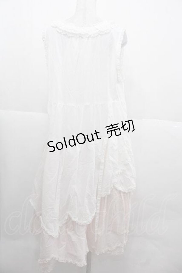 画像2: PINK HOUSE / 桜ひらり舞い散るフリルワンピース  白Ｘピンク I-25-12-02-067-LO-OP-SA-ZI (2)