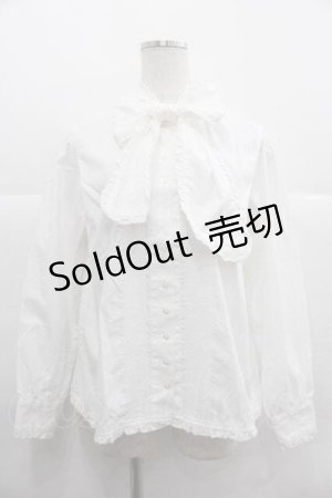 画像: PINK HOUSE / リボンタイピンタックブラウス  白 I-25-12-02-009-LO-BL-SA-ZI