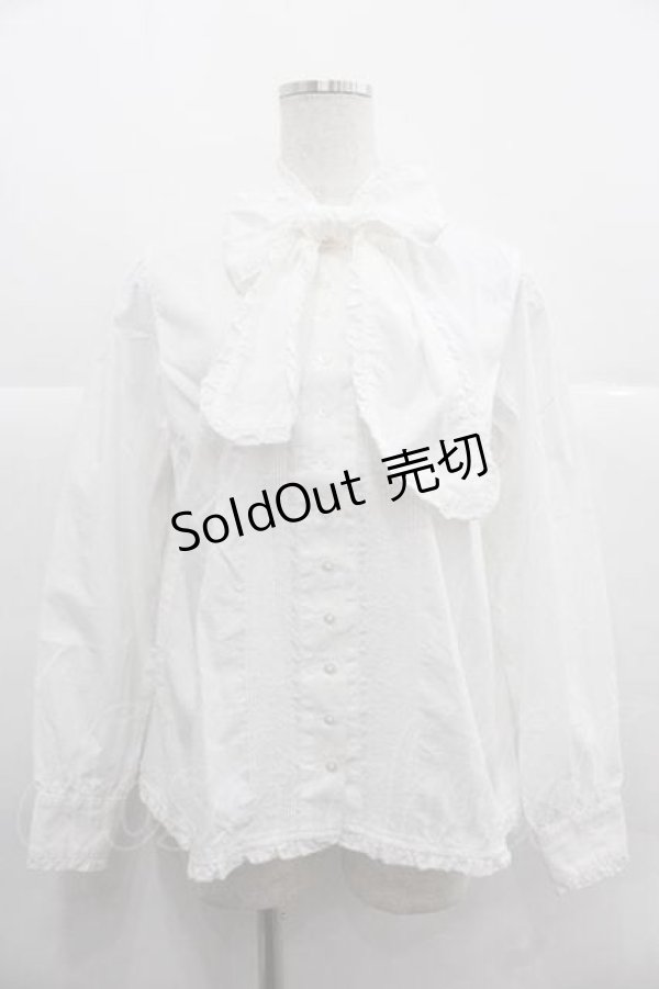 画像1: PINK HOUSE / リボンタイピンタックブラウス  白 I-25-12-02-009-LO-BL-SA-ZI (1)