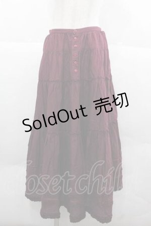 画像: PINK HOUSE / 裾ピンタック&ミニリボンスカート  ボルドー I-25-12-02-074-LO-SK-SA-ZI