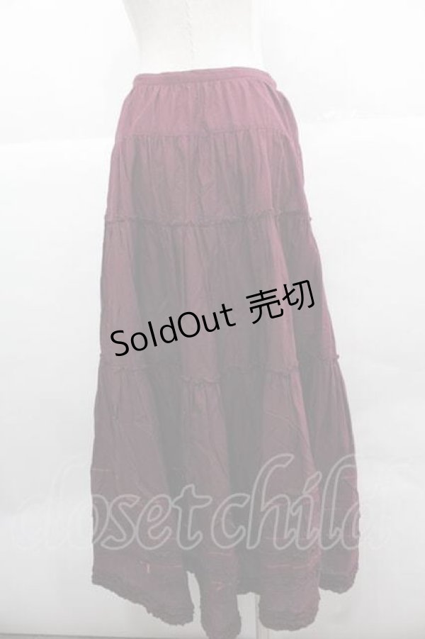 画像2: PINK HOUSE / 裾ピンタック&ミニリボンスカート  ボルドー I-25-12-02-074-LO-SK-SA-ZI (2)