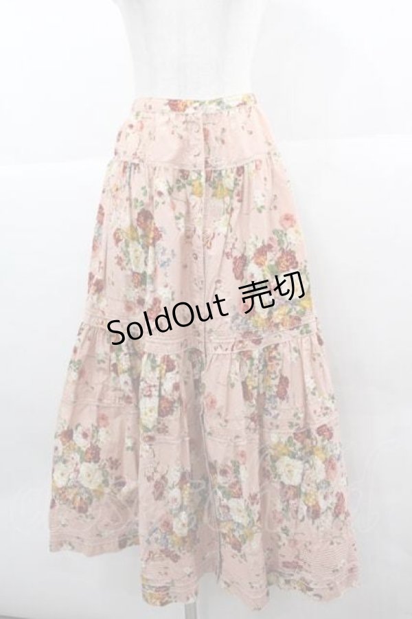 画像1: PINK HOUSE / フラワーブーケ柄前開きスカート  ピンク I-25-12-02-075-LO-SK-SA-ZI (1)