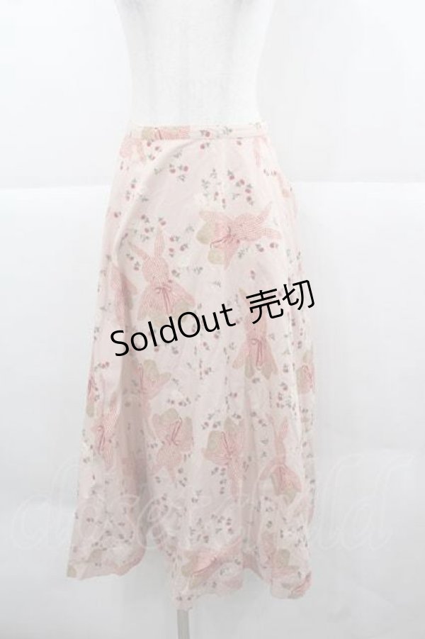 画像1: WONDERFUL WORLD / うさぎぬいぐるみ柄スカート  ピンク I-25-12-02-080-LO-SK-SA-ZI (1)
