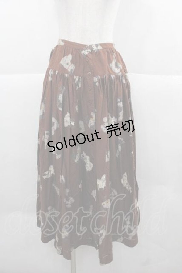 画像1: PINK HOUSE / 犬柄前開きスカート  ブラウン I-25-12-02-081-LO-SK-SA-ZI (1)