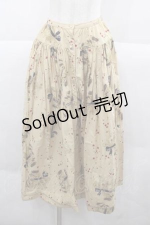 画像: WONDERFUL WORLD / テディベア柄前開きスカート  ベージュ I-25-12-02-083-LO-SK-SA-ZI