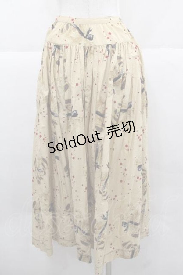 画像2: WONDERFUL WORLD / テディベア柄前開きスカート  ベージュ I-25-12-02-083-LO-SK-SA-ZI (2)