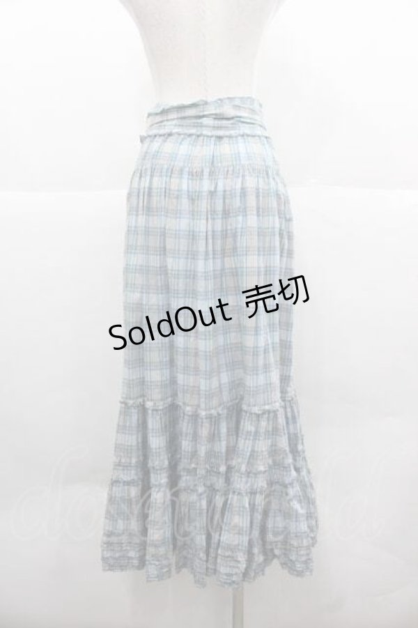 画像2: PINK HOUSE / マドラスチェックサッシュベルト付前開きスカート  ブルー I-25-12-02-084-LO-SK-SA-ZI (2)