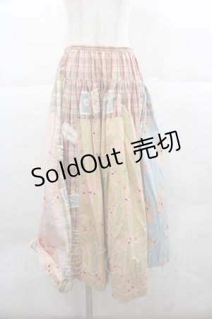 画像: PINK HOUSE / チェック&キューピー柄パッチワークスカート  ピンク I-25-12-02-085-LO-SK-SA-ZI