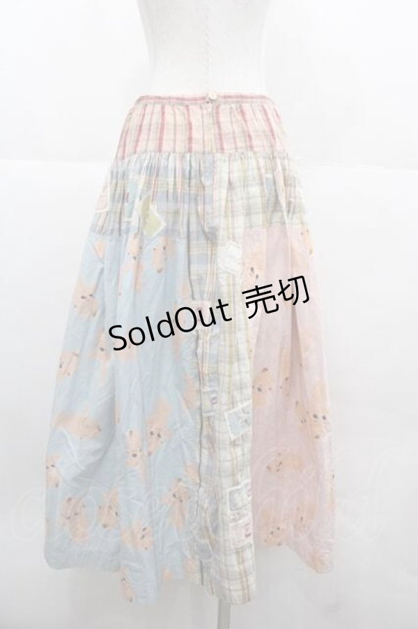 画像2: PINK HOUSE / チェック&キューピー柄パッチワークスカート  ピンク I-25-12-02-085-LO-SK-SA-ZI (2)