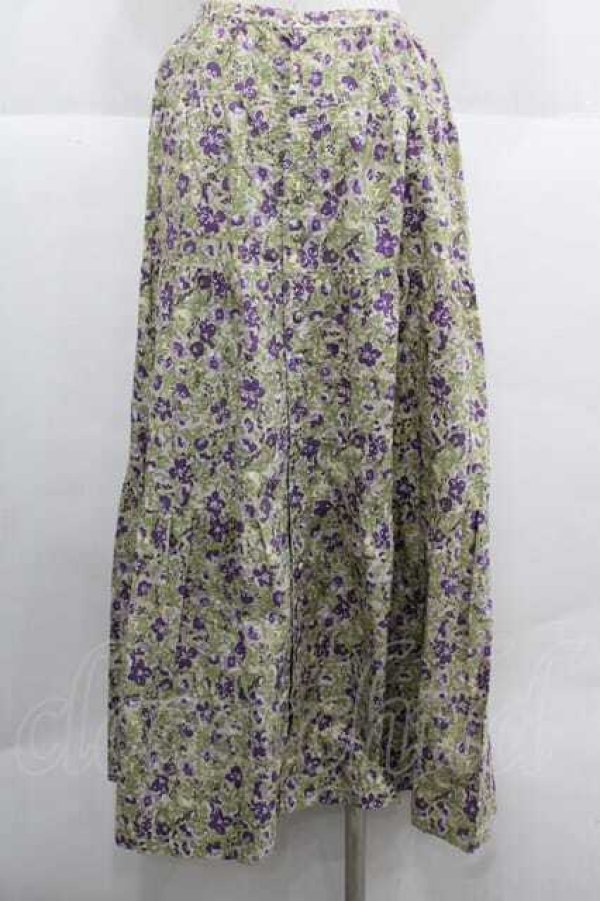 画像2: PINK HOUSE / すみれ柄スカート  グリーンＸ白Ｘ紫 I-25-12-02-090-LO-SK-SA-ZI (2)