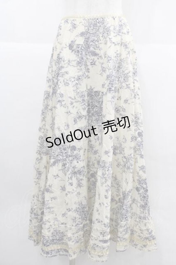 画像1: PINK HOUSE / 花柄裾フリルスカート  キナリ×ブルー I-25-12-02-091-LO-SK-SA-ZI (1)