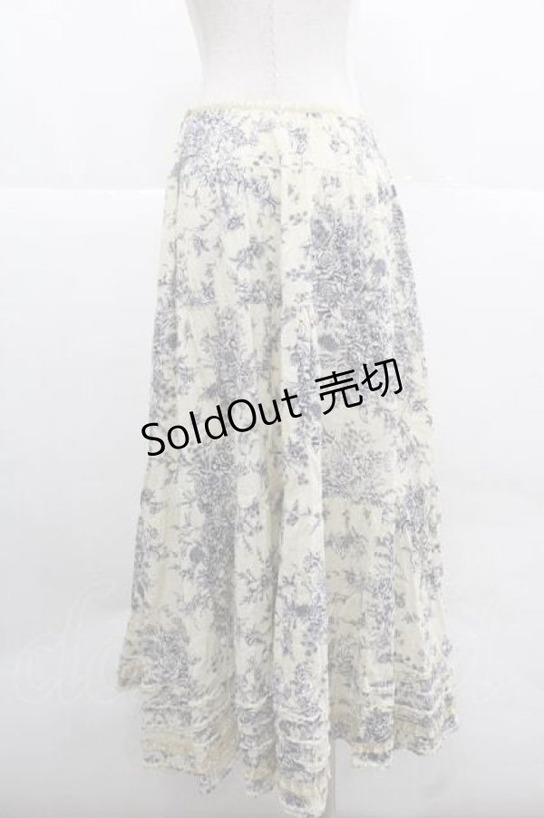 画像2: PINK HOUSE / 花柄裾フリルスカート  キナリ×ブルー I-25-12-02-091-LO-SK-SA-ZI (2)