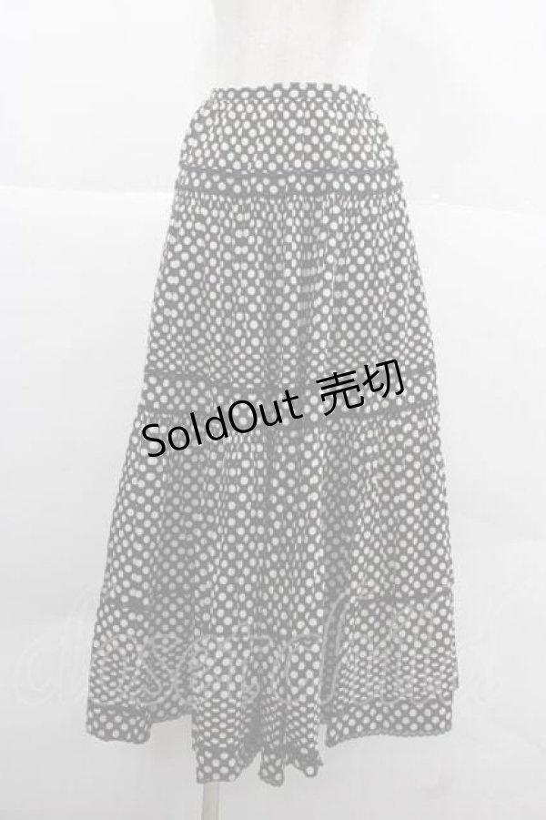 画像1: PINK HOUSE / 水玉ピンタックレーススカート  ブラック×ホワイト I-25-12-02-093-LO-SK-SA-ZI (1)