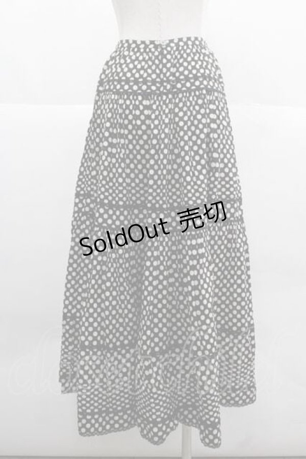 画像2: PINK HOUSE / 水玉ピンタックレーススカート  ブラック×ホワイト I-25-12-02-093-LO-SK-SA-ZI (2)