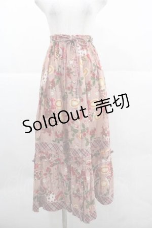 画像: PINK HOUSE / スカーレットキャンドルプリントスカート  赤 I-25-12-02-095-LO-SK-SA-ZI