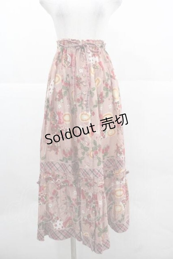 画像1: PINK HOUSE / スカーレットキャンドルプリントスカート  赤 I-25-12-02-095-LO-SK-SA-ZI (1)