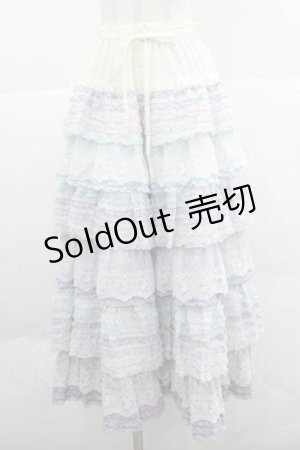 画像: PINK HOUSE / あじさいグラデーションフリルスカート  白Ｘブルー I-25-12-02-096-LO-SK-SA-ZI