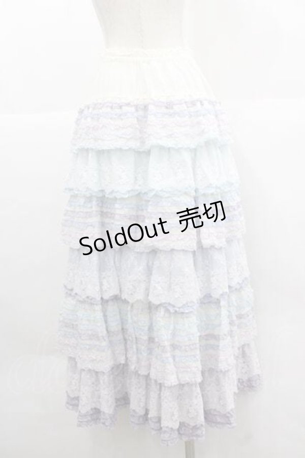 画像2: PINK HOUSE / あじさいグラデーションフリルスカート  白Ｘブルー I-25-12-02-096-LO-SK-SA-ZI (2)