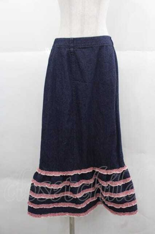 画像1: PINK HOUSE / ギンガムチェック使いデニムスカート  コン I-25-12-02-100-LO-SK-SA-ZI (1)