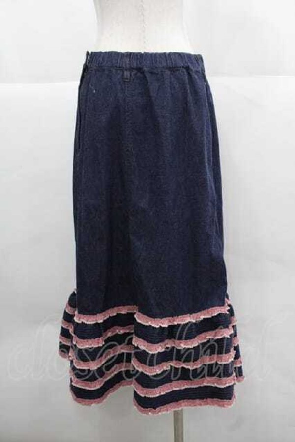 画像2: PINK HOUSE / ギンガムチェック使いデニムスカート  コン I-25-12-02-100-LO-SK-SA-ZI (2)