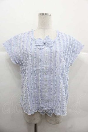 画像: PINK HOUSE / フリル使いブラウス  ミズイロストライプ I-25-12-02-012-LO-BL-SA-ZI