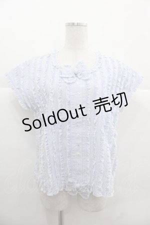 画像: PINK HOUSE / フリル使いブラウス  ミズイロストライプ I-25-12-02-012-LO-BL-SA-ZT1227K