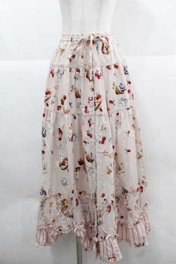 画像1: PINK HOUSE / スイーツスプリングバニープリントパッチワークスカート  ピンク I-25-12-02-103-LO-OP-SA-ZI (1)